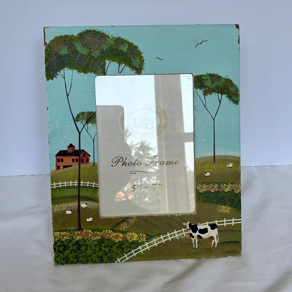 Nantucket Home Photo Frame 5x7 Wood Farmhouse Folk Art Country Rustic Pastoral